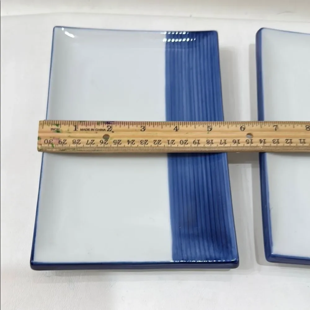 Pier 1 Elegant Blue White Sushi Dinnerware Collection 8 X 5 1/2 Japan Rectangle